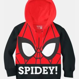 Bonkids Girls Black & Red Spiderman Printed Hooded Sweatshirt-image-52