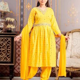 Aarika Girls Yellow Embroidered Kurti-image-25