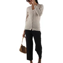Monte Carlo Beige Wool Open Front Cardigan image 4
