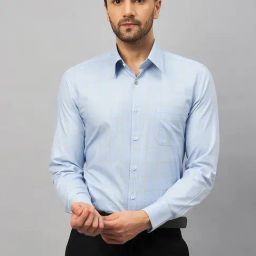 Louis Stitch Blue Cotton Regular Fit Checks Shirt-image-5