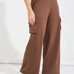 Styli Brown Cotton Blend Relaxed Fit High Rise Trackpants-picture-20