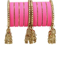 RIJOLI Set Of 42 Gold-Plated Latkan Zircon Studded Bangles image 3