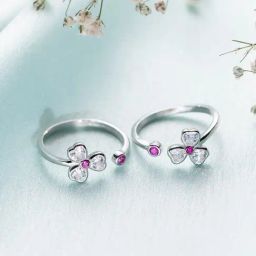 Zavya 92.5 Sterling Silver Tiny Floral Toe ring for Women-3