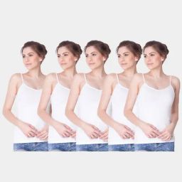 Dollar Missy White Cotton Camisole - Pack of 5-image-54