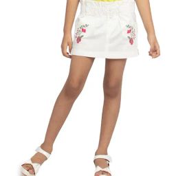 Under Fourteen Only Kids White Embroidered Skirt-image-50