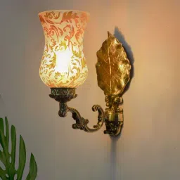 FOS LIGHTING Stunning Beetel Leaf White Aluminium Wall Sconce With Etched Glass - Single Piece-image-58