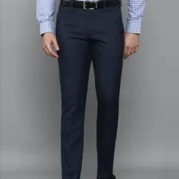 Louis Philippe Navy Slim Fit Self Pattern Trousers-image-77