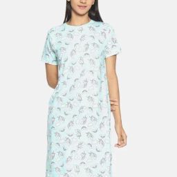 Kryptic Aqua Printed Night Dress-image-16
