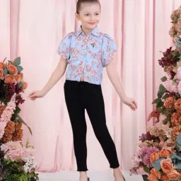 poplins Kids Blue & Pink Cotton Floral Print Top-image-22