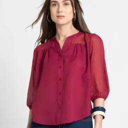 SHAYE Maroon Regular Fit Top-picture-12