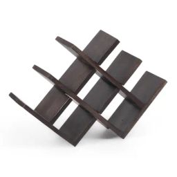 Ikiriya Kassel Solid Dark Brown Wood Wine Rack Mahogany Finish-image-99