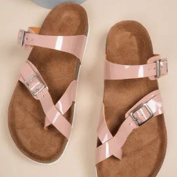 Mozafia Women's Pink Cross Strap Sandals-image-96