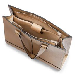 Miraggio Drew Taupe Textured Large Tote image 5