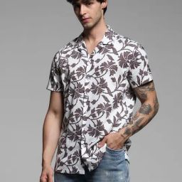 Jack & Jones Bright White Cotton Comfort Fit Printed Shirt-image-113