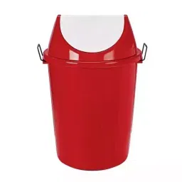 Grassland Dustbin 40 L HDPE Plastic Round Red with Swing Lid, GPL1134-14