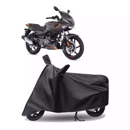 Auto Pearl Polyester Two Wheeler Cover for Bajaj Pulsar 180F (Grey)-image-92
