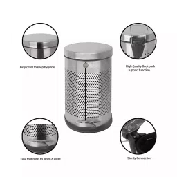 Grassland Pedal Dustbin Open Top Stainless Steel Silver 5 L with Lid, GSS1161 image 3