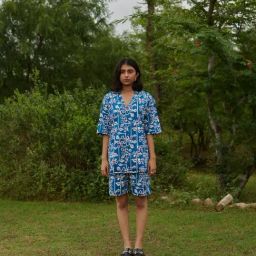 Khajoor Studio Blue Sundaze Desert Bluebell Shorts-image-42