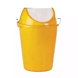 Grassland Dustbin 15 L HDPE Plastic Round Yellow with Swing Lid, GPL1267-31