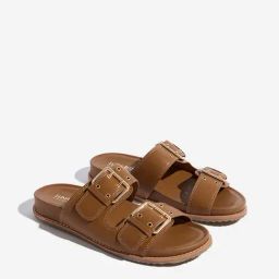 LUNA BLU by Westside Tan Slip-On Comfort Sandals-image-47