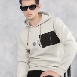 Crimsoune Club Grey Slim Fit Hooded Sweatshirt-image-75