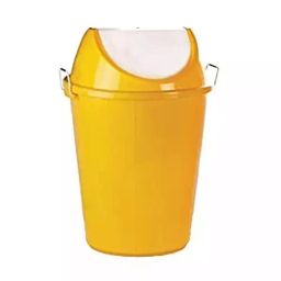 Grassland Dustbin 80 L HDPE Plastic Round Yellow with Swing Lid, GPL1250-40