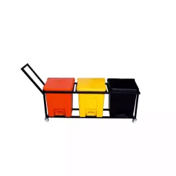 Grassland Pedal Dustbin HDPE Plastic Multi Color 60 L with Lid & 4 Wheels, GPL1092-48