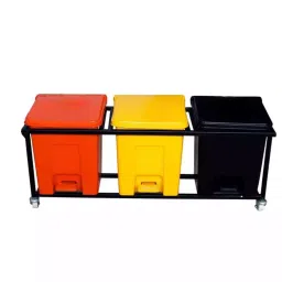 Grassland Pedal Dustbin HDPE Plastic Multi Color 60 L with Lid & 4 Wheels, GPL1092 image 3