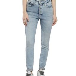 Calvin Klein Super Skinny Light Blue Lightly Washed Mid Rise Jeans-image-58