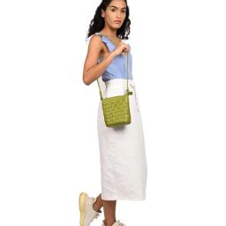 Odette Green Woven Cross Body Bag-image-99