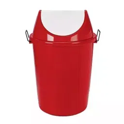 Grassland Dustbin 30 L HDPE Plastic Round Red with Swing Lid, GPL1068-11