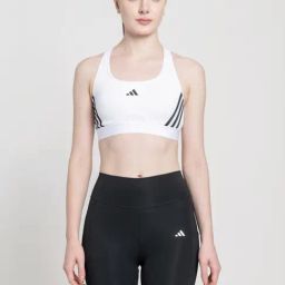 adidas White Logo Print Sports Bra-image-44