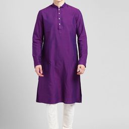 KISAH Men Purple Solid Kurta with Churidar-picture-30