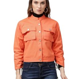 KASSUALLY Orange Fleece Solid Tailored Jacket-picture-29