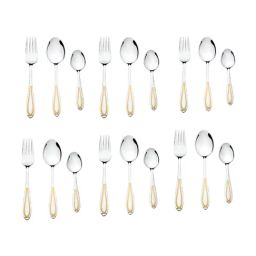 FNS Classic Stainless Steel 24 Karat Gold Plated Cutlery Set-48