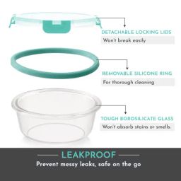 Magnus Glock Green Borosilicate Glass Round Containers Lunch Box with Vertical Pouch - Set of 2 image 4