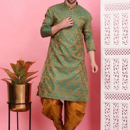Sydney Heights Men Woven Design Kurta with Dhoti Pants-image-120