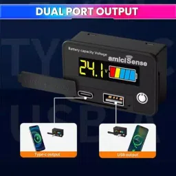 amiciSense Battery Capacity Indicator with Type-C and USB Output Port for Mobile Charging DC 8-30 V image 2