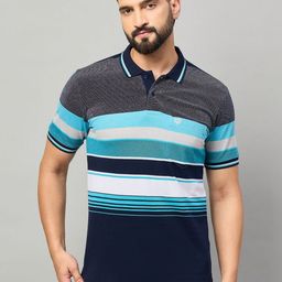 Duke Striped Polo Collar Cotton T-shirt-picture-35