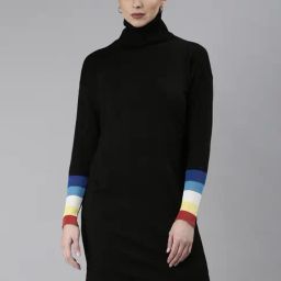 SHOWOFF Black Knitted Regular Fit Bodycon Dress-image-11