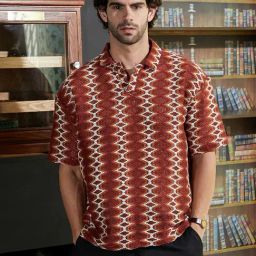 Campus Sutra Brown Regular Fit Self Pattern Polo T-Shirt-picture-22
