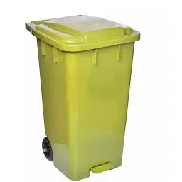 Grassland Pedal Dustbin HDPE Plastic Yellow 80 L with Lid & 2 Wheels, GPL1036-28