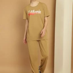 Vimal Jonney Mustard Cotton Printed T-Shirt & Track Pants Set-picture-34