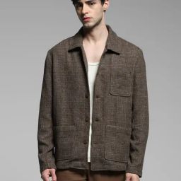 Jack & Jones Brown Cotton Loose Fit Checks Shirt-image-73