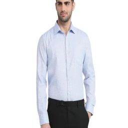 Park Avenue Blue Slim Fit Checkered Formal Shirt-picture-15
