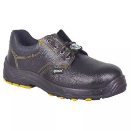 Zain Safety HRO Steel Toe Safety Shoes NBR Low Ankle Black Buff Barton Genuine Leather Size UK10, JET NR/PU (YL)-image-71