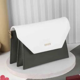 Mochi Green & White Solid Medium Sling Handbag-13