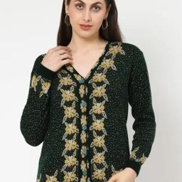 Kalt Green Floral Long Sleeves Cardigan-image-27