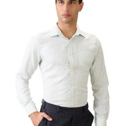 Park Avenue Green Slim Fit Checkered Formal Shirt-picture-42