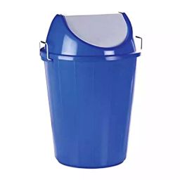Grassland Dustbin 10 L HDPE Plastic Round Blue with Swing Lid, GPL1127-38